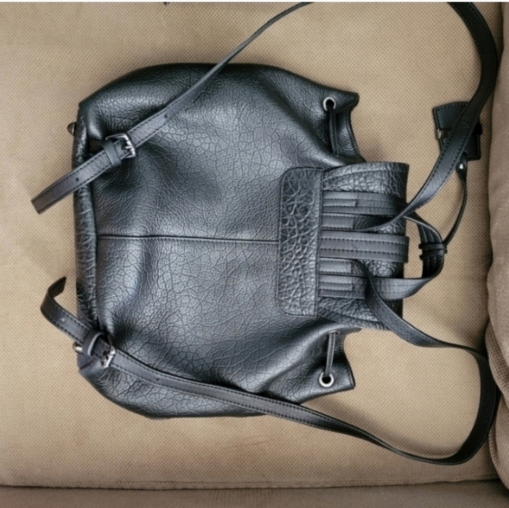 A. Bellucci Italy black leather drawstring backpack - Picture 5 of 13
